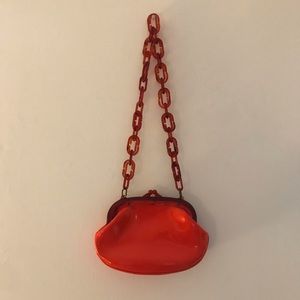 Vintage orange vinyl bag w/ tortoise chain strap